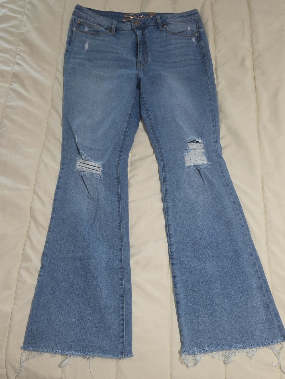 Seven Jeans Light Blue Distressed Flare Jeans